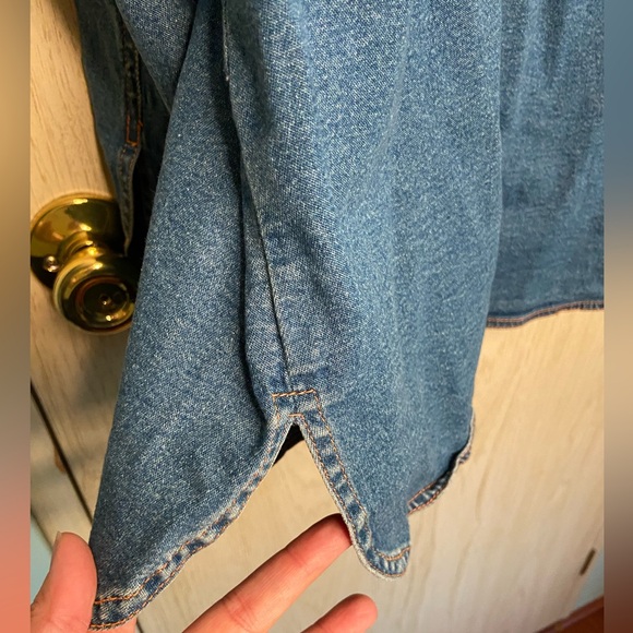 Bob Mackie Wearable Art Denim Shirt Womens Sz 1X Floral Embroidered Button Down - Picture 7 of 10